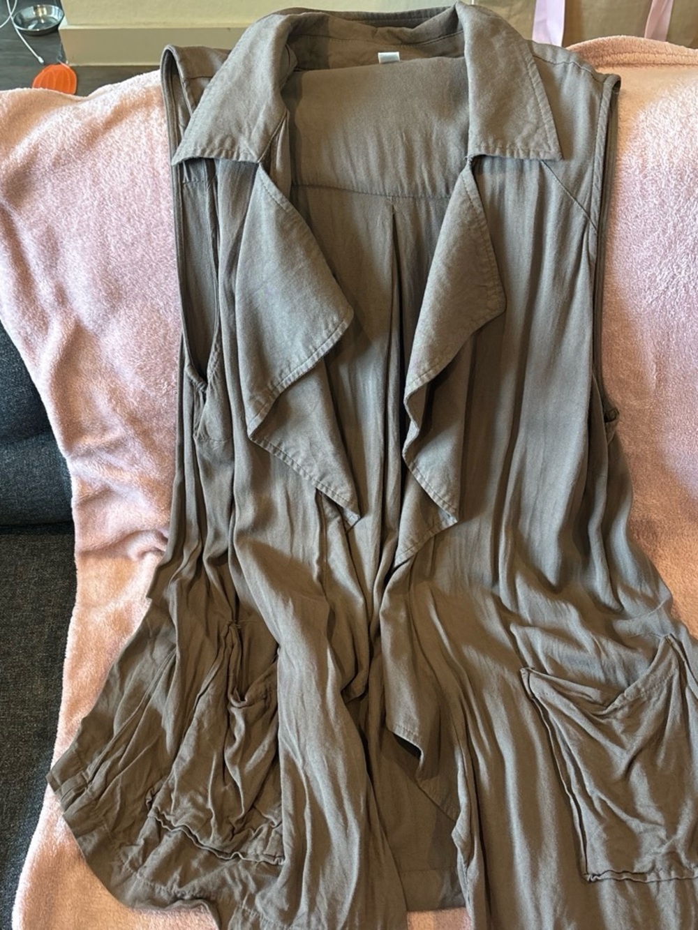 Cato Taupe Sleeveless Draped Open-Front Vest